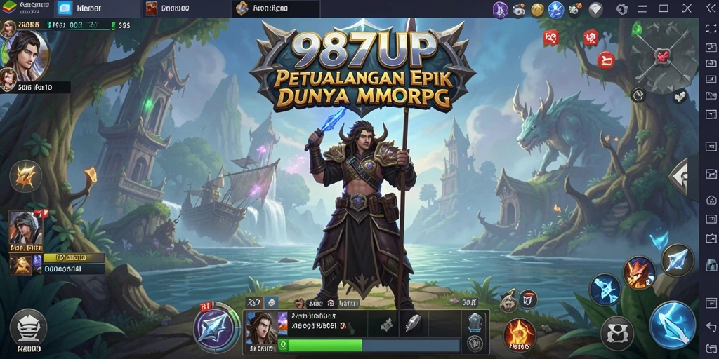 Tampilan screenshot utama 987UP yang menunjukkan aksi seru dalam petualangan MMORPG.