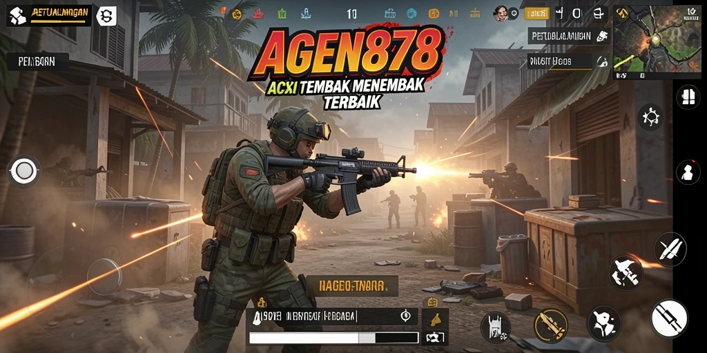 Tangkapan layar gameplay AGEN878 menampilkan aksi tembak menembak yang cepat.