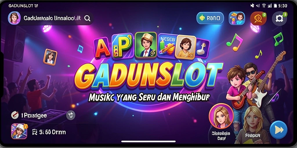 Tampilan gameplay seru di GADUNSLOT dengan berbagai lagu yang menggugah semangat.