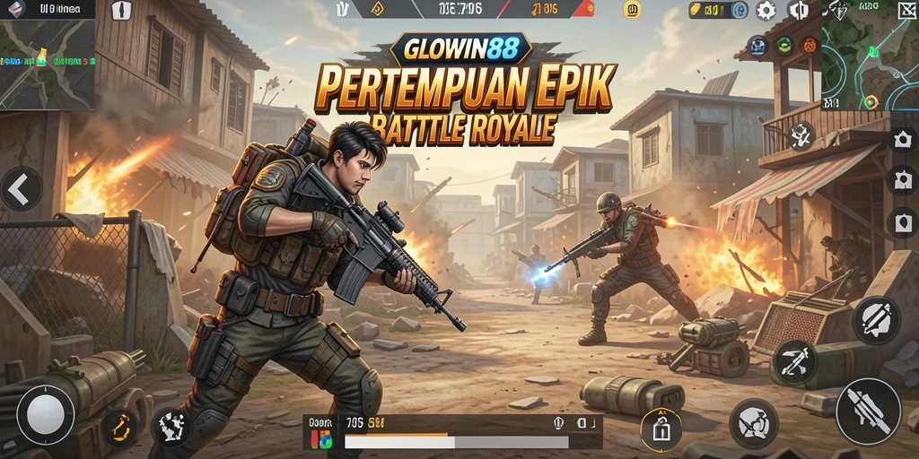 Gameplay seru di GLOWIN88 dengan aksi pertempuran Battle Royale.