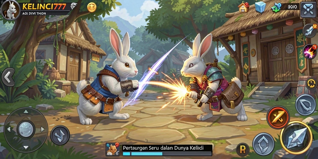 Gameplay seru dengan pertarungan antar karakter kelinci.