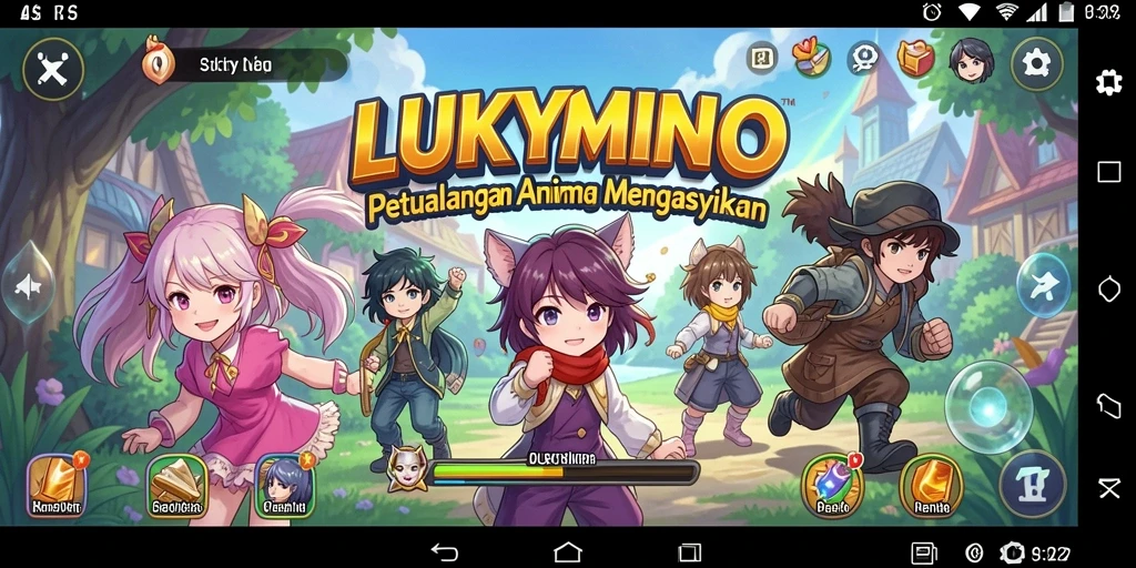 Screenshot gameplay LUKYMINO menampilkan aksi seru dalam dunia anime.