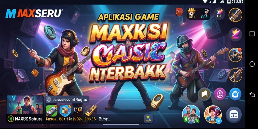 Tangkapan layar menunjukkan gameplay seru di <strong>MAXSERU</strong> saat pengguna bermain musik.
