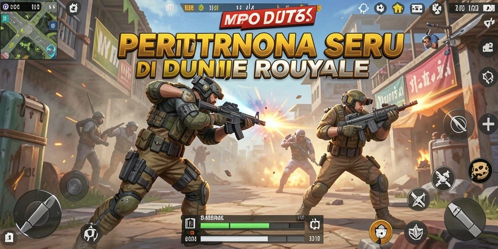 Tangkapan layar utama MPO76 menunjukkan aksi seru dalam mode Battle Royale.