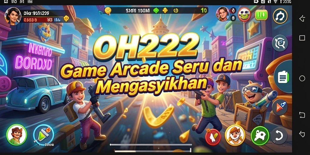 Tangkapan layar utama OH222 menunjukkan gameplay Arcade yang mendebarkan.