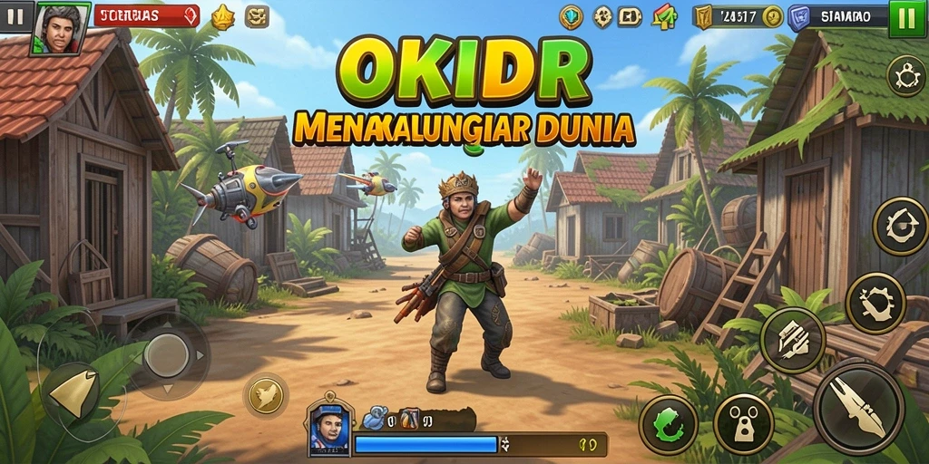 Screenshot utama OKIDR menunjukkan aksi strategi yang intens.