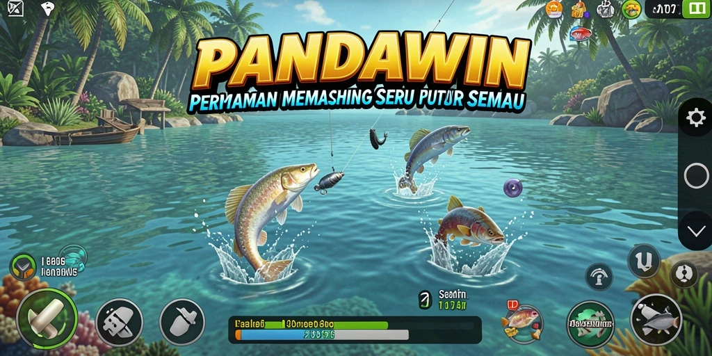 Tampilan gameplay seru memancing ikan di PANDAWIN.