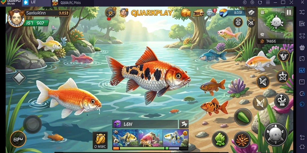 Tampilan gameplay QUARKPLAY yang menampilkan aksi memancing yang seru.