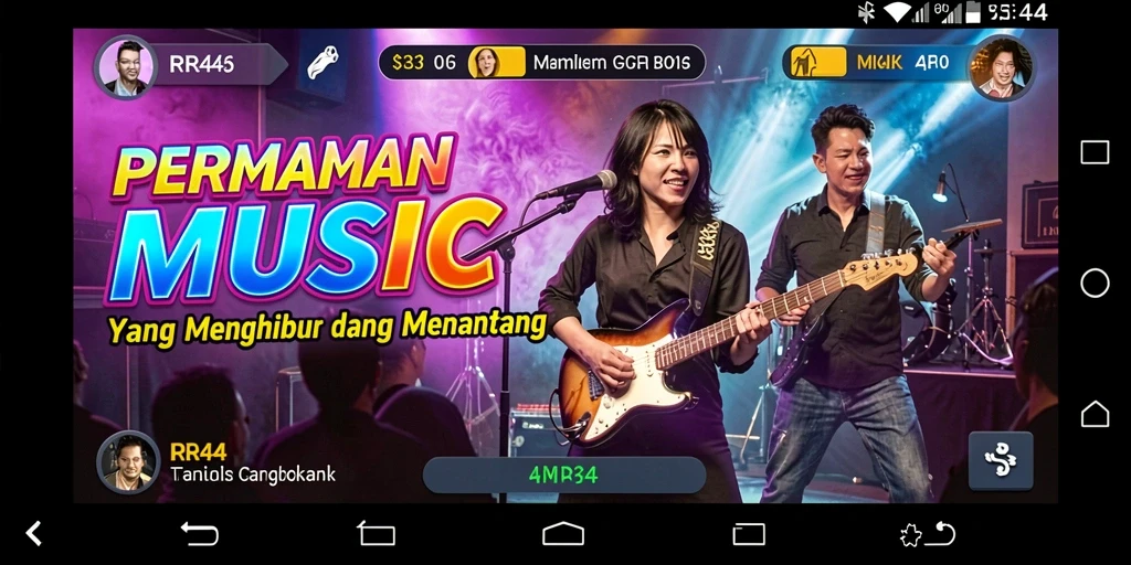 Tampilan gameplay <strong>RR44</strong> yang menarik saat memainkan lagu favorit.